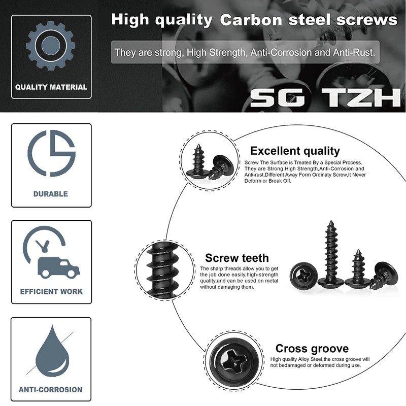 #8 x 3/4" Wood Screw 500Pcs Alloy Steel Standard Thread