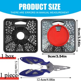 Fishing Lead, 180 Pieces Fishing Accessories Fishing Leads Including 179 Split Leads and 1 Tool, 7-Way Split Fishing Accessory Set, Lead Fishing for All Fishing Conditions Suitable for Carp and Coarse