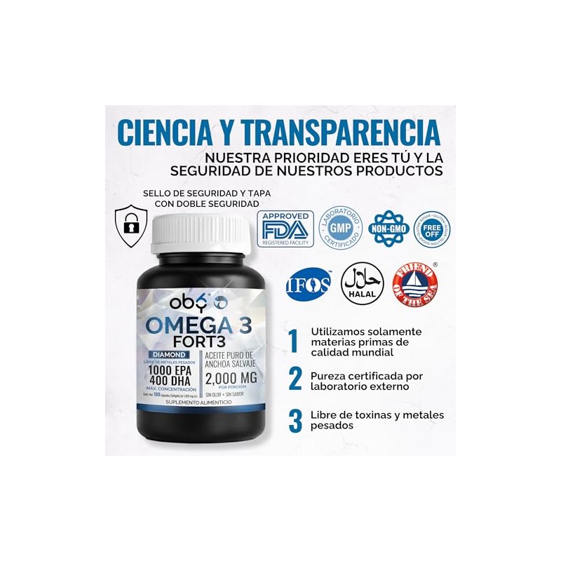 Omega Diamond Forte 2000mg Aceite Anchoa Salvaje Máxima Pureza Diamante