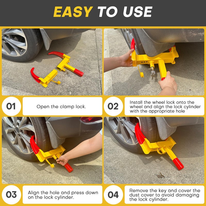 Acymner Wheel Clamp Lock | Heavy Duty Anti Theft Tire