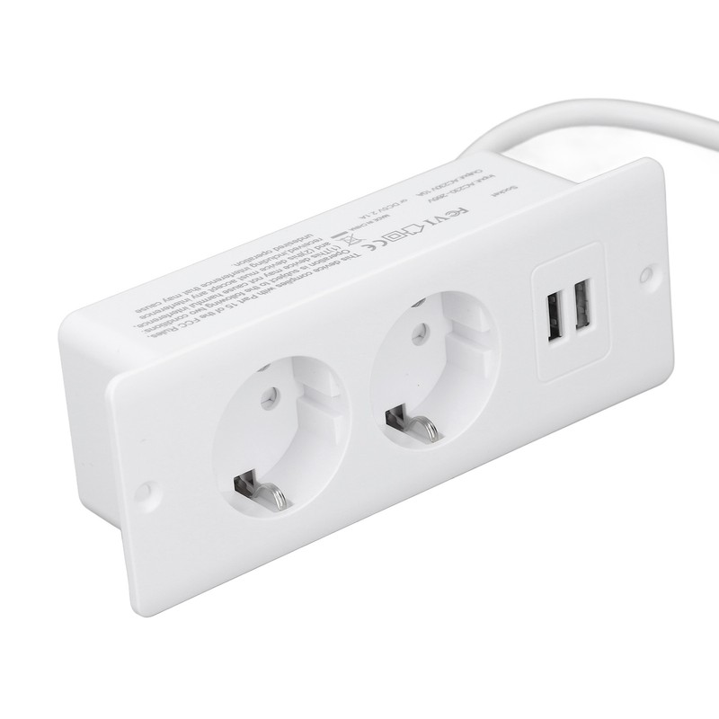 Embedded Power Outlet 2 USB 2 10A Ports Recessed Desk