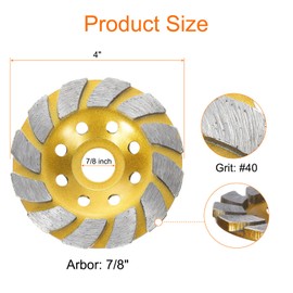 HARFINGTON 2pcs 4 Inch Concrete Grinding Wheels 7/8 Inch Arbor Grinding Cup Wheel with 12 Diamond Segments for 4.5" Angle Grinder Paint Epoxy Coating Removal, Yellow