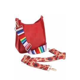 AHDORNED Medium Faux Leather Crossbody with Extra Strap Red