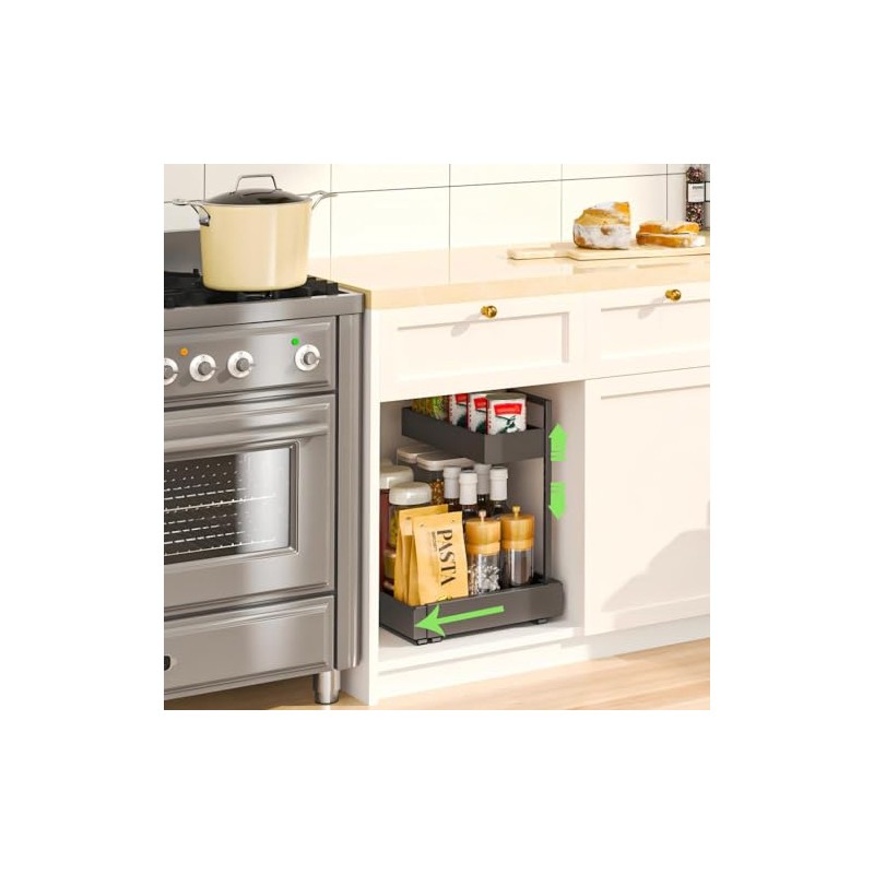 YunNasi 2 Tier Cupboard Organiser Kitchen Extendable White | Base