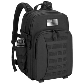 EZshoot 40L Tactical Backpack for Men and Women - Heavy Duty Military Molle Rucksack, Large Capacity Hiking Daypack for Camping, Hunting, Bug Out Bag, Water-Resistant with Multiple Compartments, Black