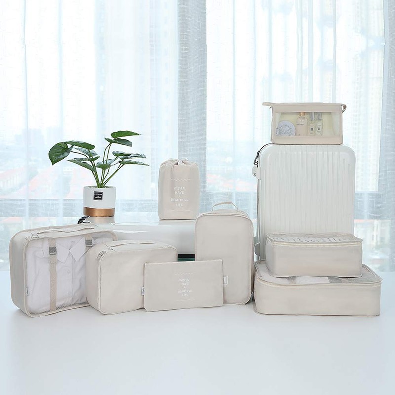 Belsmi 8 Set Packing Cubes with Shoe Bag - Compression