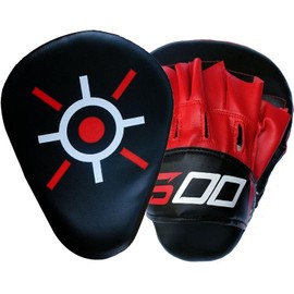 Boxing Pads Focus Punch Mitts for Men & Women PU Leather Focus Mitts for Martial Arts & Boxing Training, Curved Punch Mitts for Karate, Kickboxing Muay Thai & Taekwondo Pads (Red/Black)