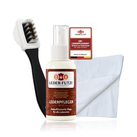 Leder-Futzi Uni Leather Care Set with Brush and Atomiser [80 ml] - Effective Leather Care for Smooth Leather and Leather Seats - Made in Germany