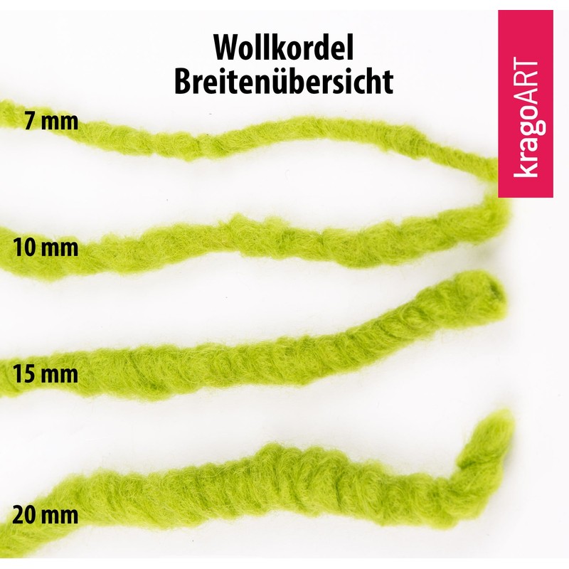 KragoART Wool Cord, Wool Cord 7 mm Wide on 20