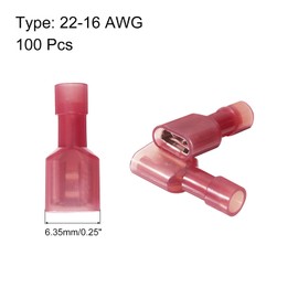 sourcing map 100PCS Female Spade Connector, 22-16 AWG Nylon Quick Disconnect Wire Connector Crimp Terminal Insulated for Automotive Boat, Red