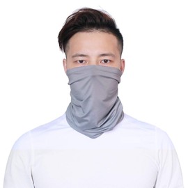 Rose 2-Piece Face Cover, Cooling Bandana, Neck Guard, Summer, Running, Neck Cover, UV Protection, Sun Protection, Sweat Absorbent, Quick Drying, One Size Fits Most, Unisex, Solid Color, gray