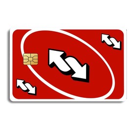 Pop Culture Custom Decal Credit Card Cover Vinyl Skin Sticker for Cards - Credit Card Accessory:_Reverse Uno (Red)_Holographic (Ice)_Small Chip