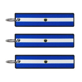 JAVD Salvador Flag Keychain Tag with Key Ring - Keys, Cars, Motorcycles, Backpacks, Luggage and Gifts - EDC (3 Pack), Green, Medium