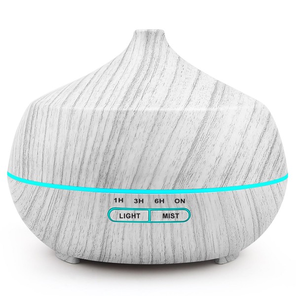 Airymium Ultrasonic Essential Oil Diffuser: 400 ml Aroma Diffuser Humidifier Electric Ambient Diffuser Aromatherapy Vaporizer with 7 LED Colours & 4 Timer for Office Home – White