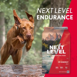 Next Level Super Premium Dog Food – HI-Energy – Dry Kibble for Adult Dogs of All Breeds – 24% Protein. Beef, Chicken, Pork & Fish Meal Proteins & Gluten Free Grains for Active Sporting Dogs