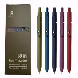 Gel Pens, 5PCS 0.5mm Fine Point Smooth Writing Black Ink Pens, Retractable Vintage Series Cute Pens for Journaling, Note Taking, Office and School Supplies, Perfect for Women and Men