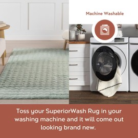 nuLOOM 5' x 8' Cozy Plush SuperiorWash Area Rug, Machine Washable, Non-Slip, Soft Fluffy Shag Carpet for Living Room Bedroom Kids Room Nursery Home Decor, Jeni Green