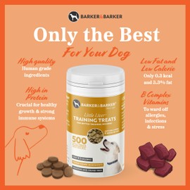 Barker and Barker Little Liver Dog Training Treats ❘ 500 Tasty & Healthy Treat Pack | Grain Free, Low Calorie, High in Protein & B Vitamins, No Artificials - 100% Human-Grade for Puppies & Small Dogs
