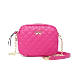 Small Crossbody Satchel for Teens Cute Hot Pink Shoulder Bag Camera bag - Womens and Girls Summer Pocketbook Quilted Leather Trendy Handbag