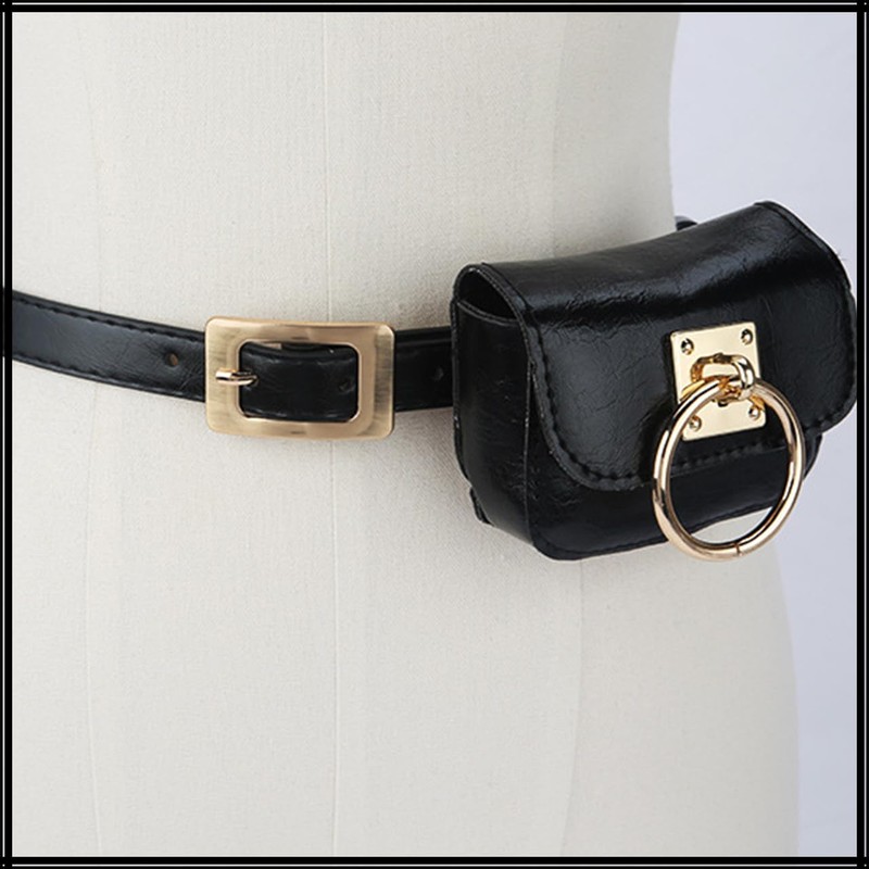 White Fang BT493 Women's Belt, Leather, Pouch, Pin Belt, Simple,