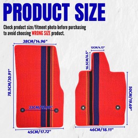 BILLFARO 2Pcs Red Tricolor Anti-Slip Binding Carpeted Floor Mats,All Weather Driver and Passenger Floor Mat Protection Pad Cover for Corvette C8 Stingray 2020-2024