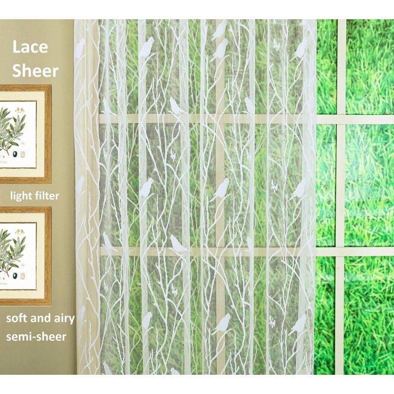 Today's Curtain, Songbird - Paralume in pizzo semitrasparente, avorio, 145
