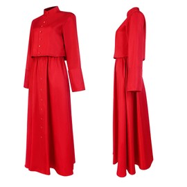 Red Women's Cassock Dress Jacket Skirt Church Robe Choir Clergy Pulpit Liturgical Two Piece Dress (3XL)