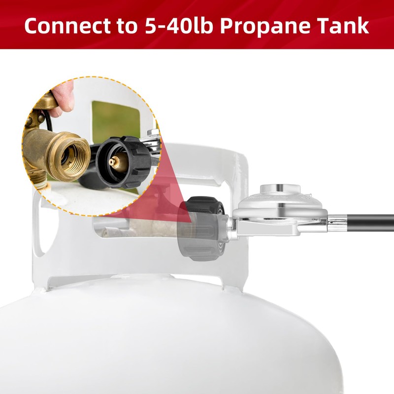 12FT QCC1 Low Pressure Propane Regulator with Hose, Universal Propane