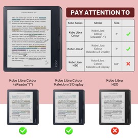 Case Compatible with Kobo Libra Colour(2024) and Kobo Libra 2(2021) e-Reader, Includes a Screen Protector - Premium PU Leather Cover with Auto Sleep/Wake