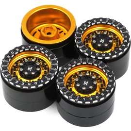 4pcs RC Aluminium 2.2 beadlock Wheels Rims Gold/Black Color Weight About 160g/pc Fit for RC Mud Truck Rock Crawler Trx4 Scx10 Capra Ryft Gen8