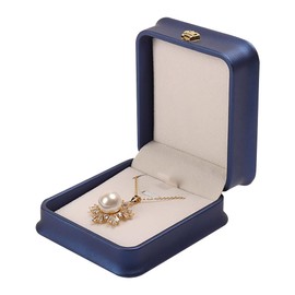 JIHUOO PU Leather Necklace Pendant Box Jewelry Gift Boxes Bracelet Chain Boxes Case Jewelry Organizer Storage Box for Anniversaries Weddings Blue