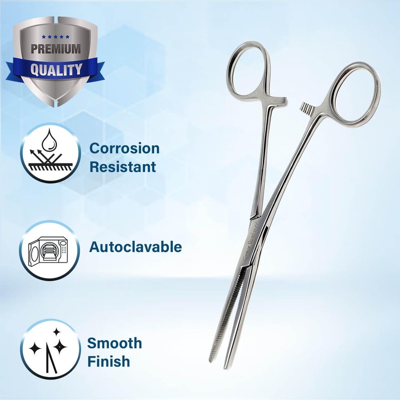 Premium Autoclave-able Heavy Duty Hemostat Forceps Clamps 6.25" Straight, Stainless