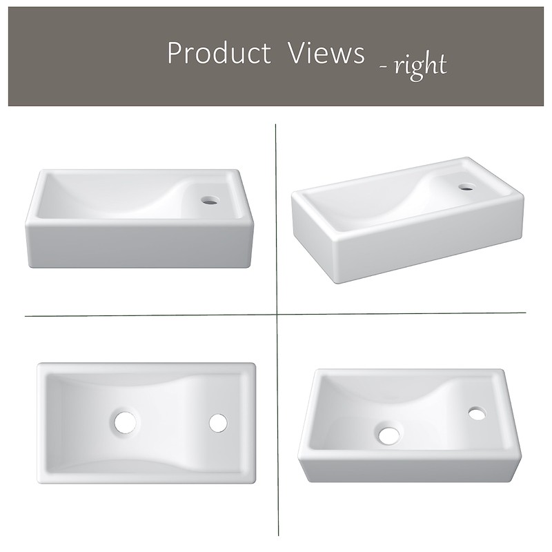 MEJE 16-Inch Wall Hung Basin Sink Combo, Small Cloakroom Basin,