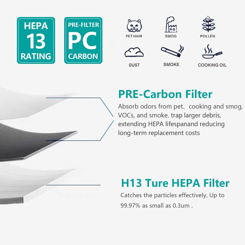 2-pack LP350 Replacement HEPA Filter（2 True HEPA & 8 Pre-Filters