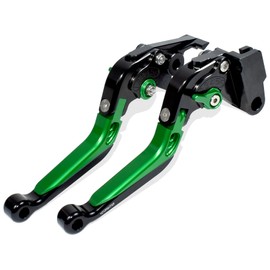 MTCRIGHTER Retractable Foldable Brake Lever Clutch Lever for Kawasaki Ninja 500 Z500 Ninja 300 400 Z300 Z400 2017-2024 2025, CNC Aluminum Alloy Made (Green)