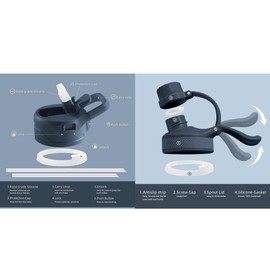 DRoche Water Bottle 2 lids Straw and Spout | Double Wall Insulated Stainless Steel | 32oz_24oz | BPA Free | Wide Mouth (Black, 32oz)