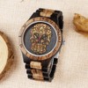 Dentily Men's Wood Watches Handmade Woooden Analog Quartz Skull Face