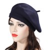 ZLYC Women's Classic French Artist Beret Beret, Navy Blue, One
