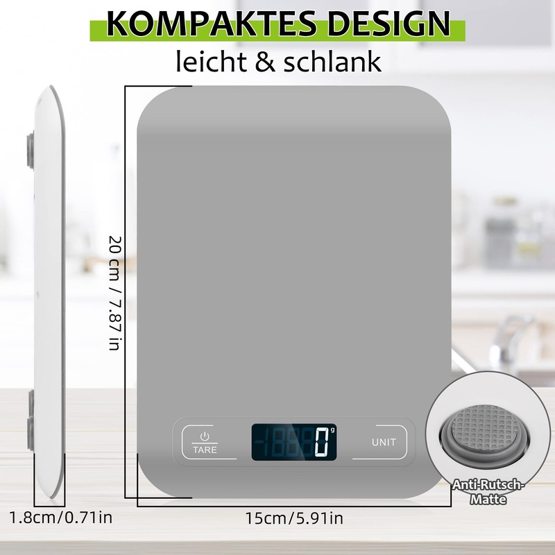 Digital Kitchen Scales, 10 kg, Professional Scales with LCD Display