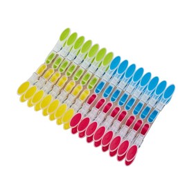 Axinost, Pack of 30 Clothes Pegs, Sturdy, Windproof, Soft, Imprint-Free, Flower, Multicoloured, Robust Plastic, Made of Rubber Plastic, Multicoloured, Yellow, Green, Blue and Rose Red