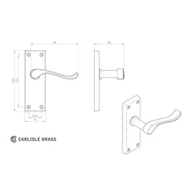 Carlisle Brass - Victorian Scroll Door Handles Lever Latch Set Polished Brass for Interior Doors 120x41mm Plate