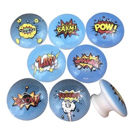 Twisted R Design Wooden Cabinet Knobs - Knobs, Dresser Knobs, Small Cabinet Knobs, Furniture Cabinet Handles, Comic Book Action Words Design, Set of 8
