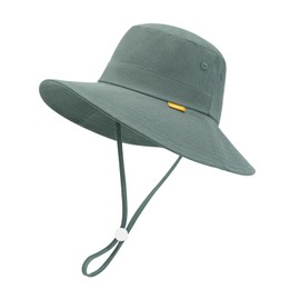 SEYUFN Baby Hat Summer Kids UV 50 Protection Hat Toddler Girls Cap Boys Fishing Hat Baby Wide Brim Sun Hats, darkgray