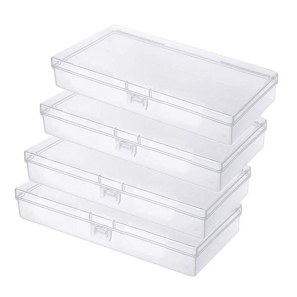 Gebildet 4 x Rectangular Storage Containers Made of Transparent Plastic,