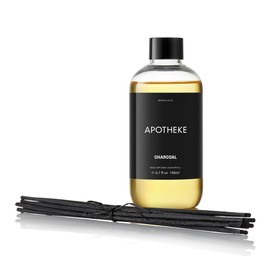 Apotheke Luxury Scented Oil Reed Diffuser Liquid Refill (Charcoal) - Premium Home Fragrance Diffuser Refill Set with Sticks