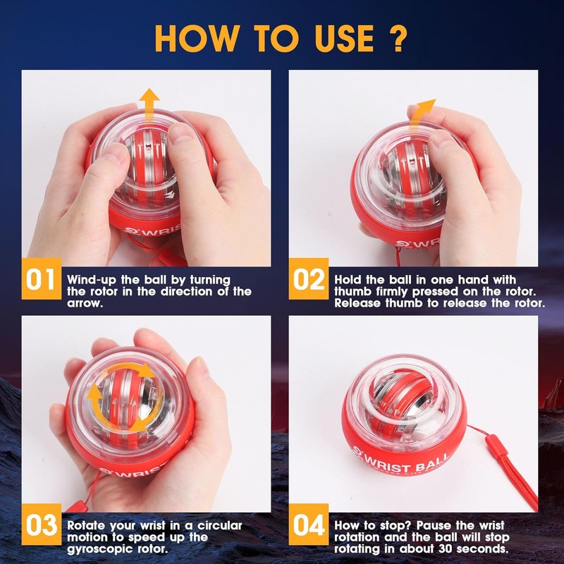 JIN BD Wrist Trainer Ball Auto-Start Gyroscopic Forearm Exerciser Gyro