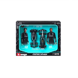 Bburago F1 Formula 1MERCEDES AMG W15 (2024) - HAMILTON AND RUSSELL 2 Pack - 1:43 Scale - Incredibly Detailed Die-Cast Replica Collectible Race Car Models