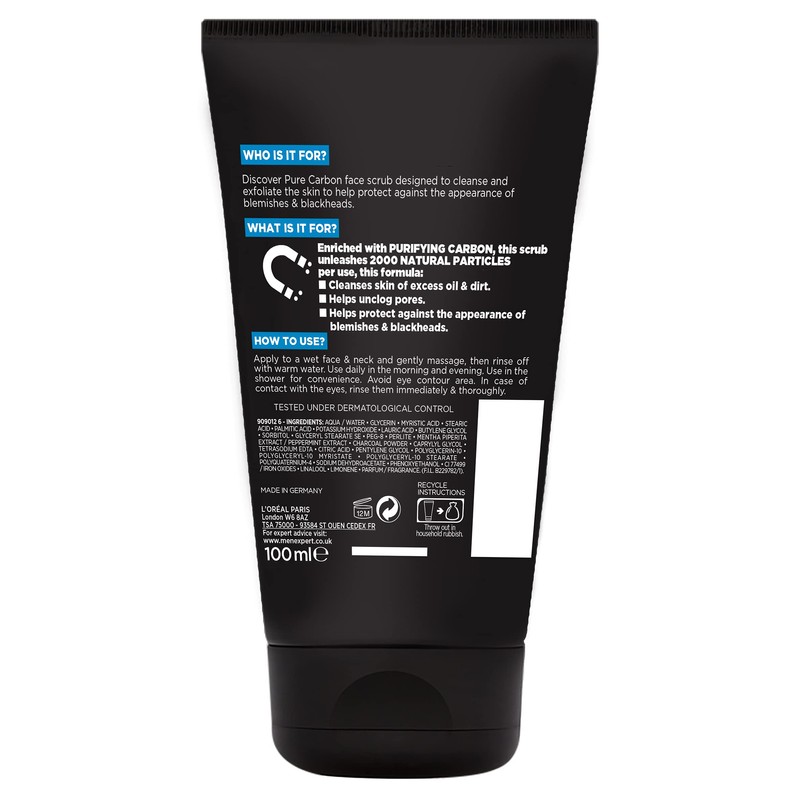 L'Oréal Men Expert Anti-Blackhead Daily Face Scrub, 100ml