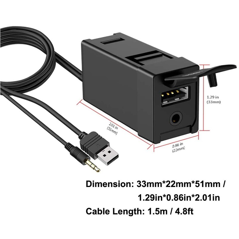 CHELINK USB AUX Flush Mount - Car Dashboard Panel Jack