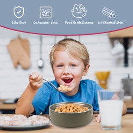 4 Pack Stainless Steel Bowls for Kids - BPA-Free Baby Bowls with Removable Silicone Base - Non-Slip Toddler Bowls for Snacks & Meals (Classic Colors)